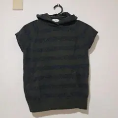 iiMK　MICHEL KLEIN ボーダーニット フード付きニットベスト