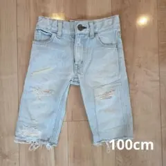 ヒステリックミニ ライトブルー ダメージ加工 ハーフパンツ 100cm