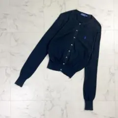 ポロラルフローレン コットン クルーネック カーディガン 黒 M*ND1343