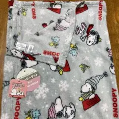 【新品】スヌーピー フランネル ひざ掛け 毛布 グレー 100×70