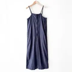 美品 アーバンリサーチ ライトクロスサロペット ストレート ネイビー