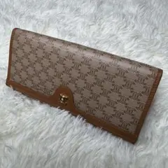 セリーヌ CELINE マカダム柄 ベージュ 二つ折り 長財布 がま口 極美品
