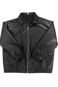 フェイクレザージャケット 黒 韓国 ストリート 古着風　y2k