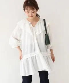 スローブイエナ　長袖フリルブラウス　チュニック