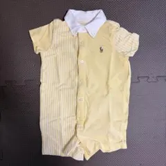 ラルフローレン ポロ刺繍入りイエローロンパース 6M
