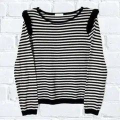 E hyphen world gallery セーター　ボーダー柄　フリル付き