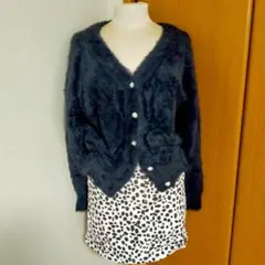 ブラック シャギーニット カーディガン