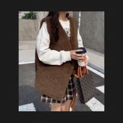 美品✨me+em select ファー　ベスト　ジレ　ブラウン