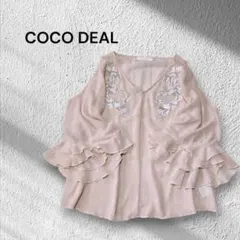 COCO DEAL 刺繍入フレアスリーブ　シフォンブラウス　オープンショルダーのサムネイル
