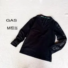 GAS メンズ 長袖 VネックTシャツ カットソー M相当 タイト ブラックのサムネイル