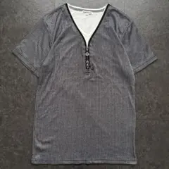 archive ヘンリー ジップ ストライプ Tシャツ チャーム y2k 黒のサムネイル