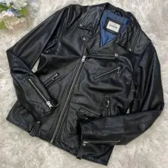 モンキータイム ラムレザー レザージャケット ダブルライダース 黒 Lサイズ