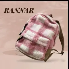 RANNAR チェック柄ボアリュック ピンク　大容量　レディース　フリース