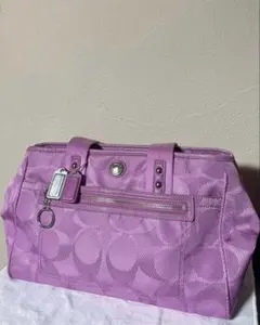 COACH コーチ　 パープル　ピンク　ギャザーハンド　ハンドバッグ　14876