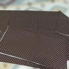 茶色と白の水玉模様の綿生地　105✕110と50✕110