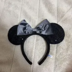 ディズニー カチューシャ ブラック ツイード スパンコール