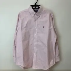 90s Polo ラルフローレン コットンストライプシャツ ピンク T184m