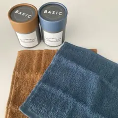 【新品】［未使用］タオルハンカチ 2枚セット ブラウン・ブルー