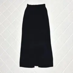 ユニクロ×マメクロゴウチ【M/L】3Dリブロングスカート ブラック タイト秋冬のサムネイル