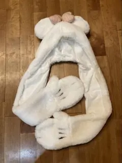 ディズニーミニー ファンキャップ ピンク 白 マフラーキャップ