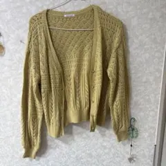 OLIVE des OLIVE 透かし編みカーディガン イエローのサムネイル