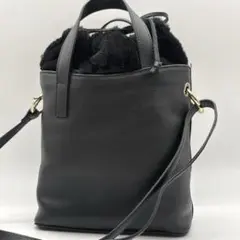 美品 STEPHEN イタリア製 2WAYバッグ 巾着 ファー 黒 y620のサムネイル