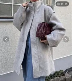 シャギー袖取り外しスタンドハーフコート