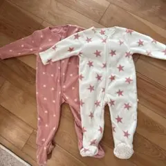 フリースロンパース 86cm星とハート柄