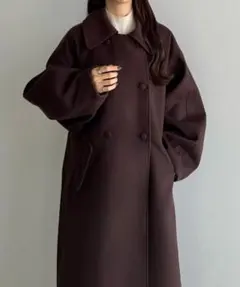 【新品未使用】callautia ステンカラーロングコート ダークブラウン S