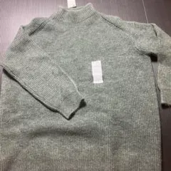 GU パフィータッチオーバーサイズハイネックセーター(グリーン S)