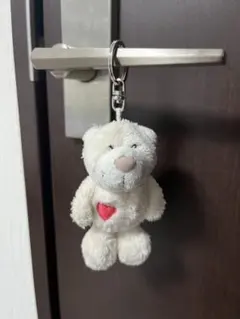 ハート付きホワイトクママスコット