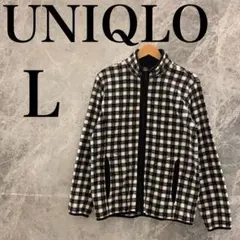【美品】UNIQLO ユニクロ マイクロフリース L チェック ホワイト