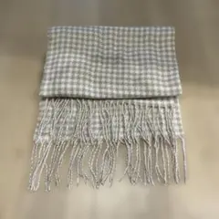 チェック柄マフラー フリンジ付き