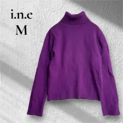 【I.n.e】【M】2 ウール100 タートルネック　パープル　紫　ニット