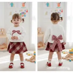 Hello autumn チェック柄スカートセット 130cm