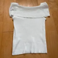 オフショルダーリブニットトップス ホワイト