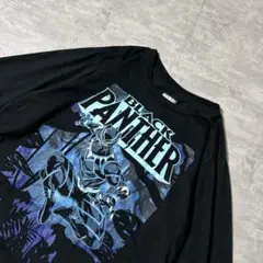 デザイン抜群 00s MARVEL L/S Tシャツ ブラックパンサー アメコミ
