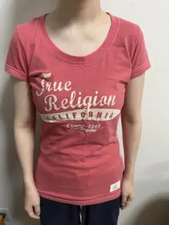 True Religion レディース 半袖 Tシャツ ピンク ロゴプリントのサムネイル