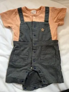 petit main ストライプロンパース 80