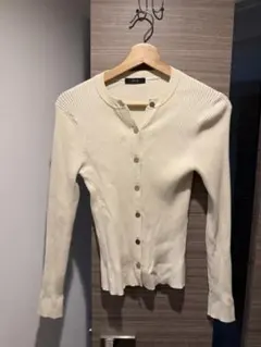 allureville アイボリー リブ編み カーディガン