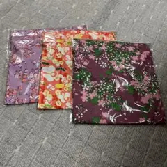 和風花柄生地３枚セット巾着袋