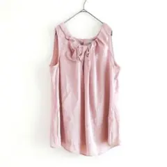 ノースリーブシャツ【L】ピンク トップス 光沢 セレモニー 春 桜 上品 サテン