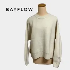 ベイフロー　セーター　ニット　長袖　クリーム色　ブランドロゴ　フリーサイズ