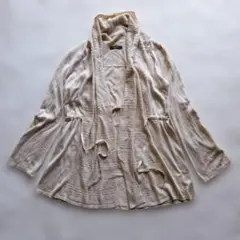 コムサイズム ニットカーディガン ロング 長袖 ベージュ F レース ドロスト