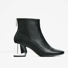 ZARA ザラ メタル加工 ショートブーツ ブラック 24.5〜25cm