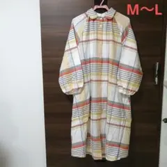 ナルエー　コットンネルチェック　ルームワンピース