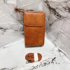 スマホショルダー スマホポーチ お財布ショルダー ショルダーバッグ レザー調