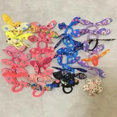 ウサギゴム　リボンヘアゴム　ウサ耳ゴム36個＋花型クリップ1つ