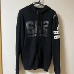 Reebok ブラック フード付きジップパーカー