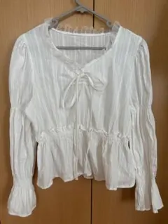 ストライプフレア袖ブラウス